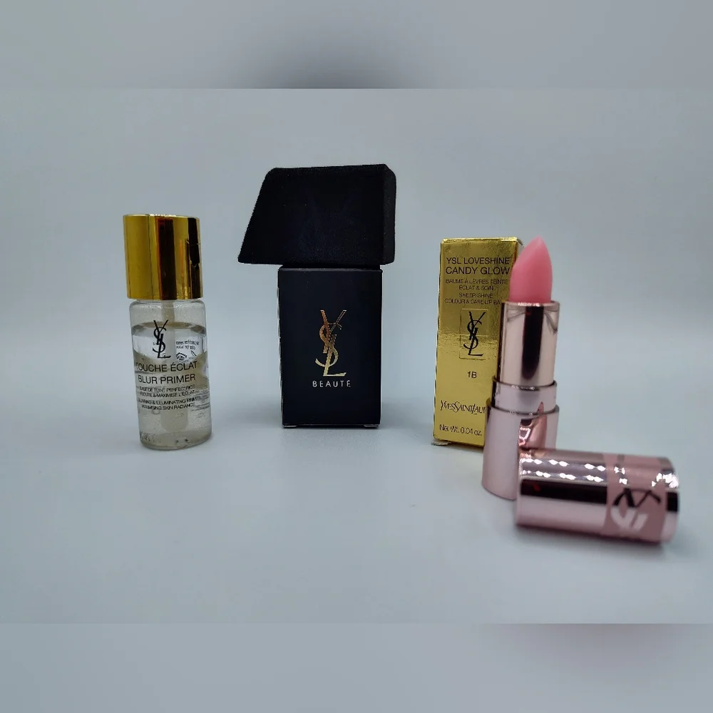 YSL Candy Glow Lip Balm 1B + Touche Éclat Blur Primer + YSL Beauty Sponge Set - Picture 2 of 9